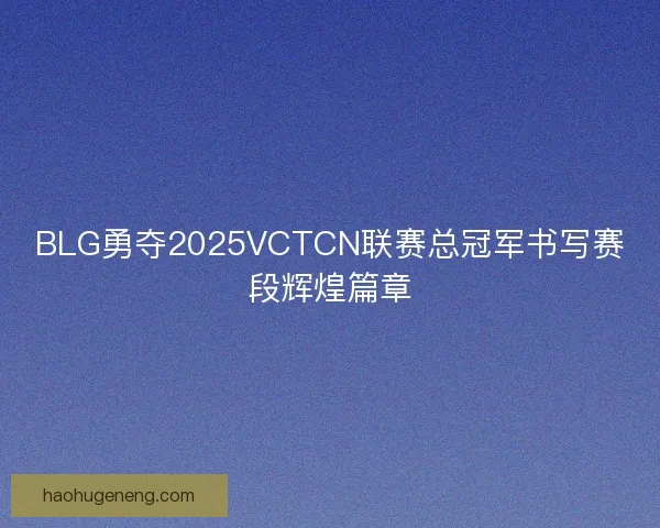 BLG勇夺2025VCTCN联赛总冠军书写赛段辉煌篇章